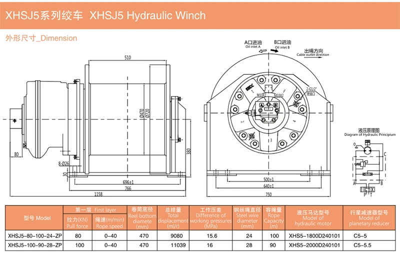 Lifting Equipment 2/3/4/5/6/8/10/12/15/20/30 Ton Truck/Tractor/Drilling Rig/Excavator/Marine Boat/Crane Hydraulic Winch